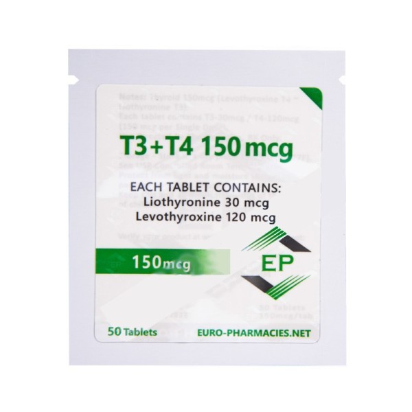 T3+T4 (T3-30mcg + T4-120mcg) – 150mcg/tab – 50 tab/bag EU Pharmaceutical